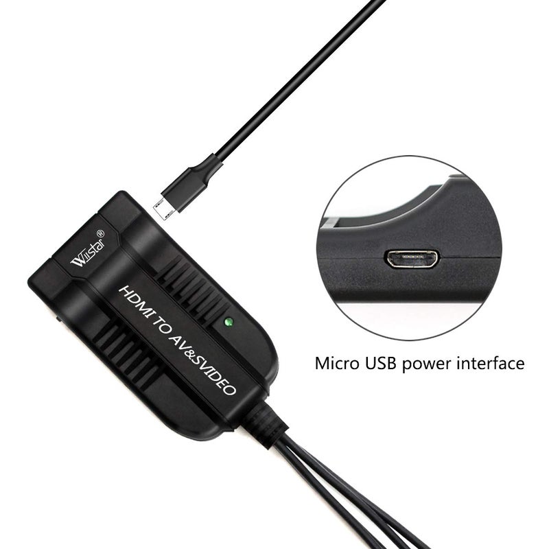 Wiistar HDMI to Male AV CVBS S-Video Converter Adapter HDMI to Male 3RCA Composite R/L S Video 1080P Video Converter Box with AV Svideo Cable - Image 4